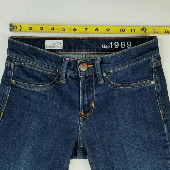 Gap 1969 26/2R Legging Women's Blue Denim Raw Hem/Slit Jeans Size 26X29 - Picture 2 of 11